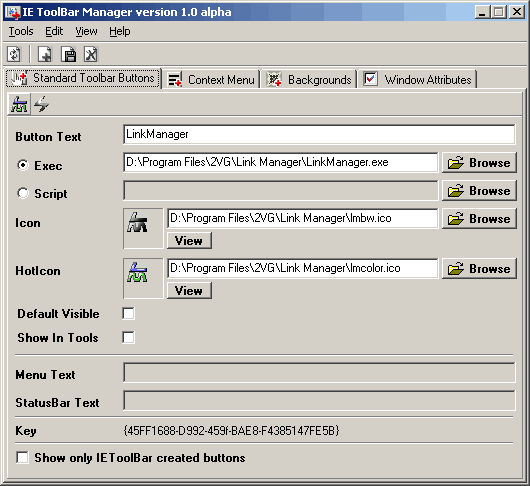 IE Toolbar Manager - Manage some aspects of Internet Explorer